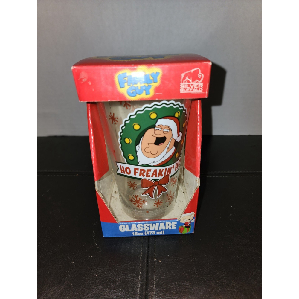 Family Guy 16oz Glass Christmas Tumbler New “Ho Freakin Ho”